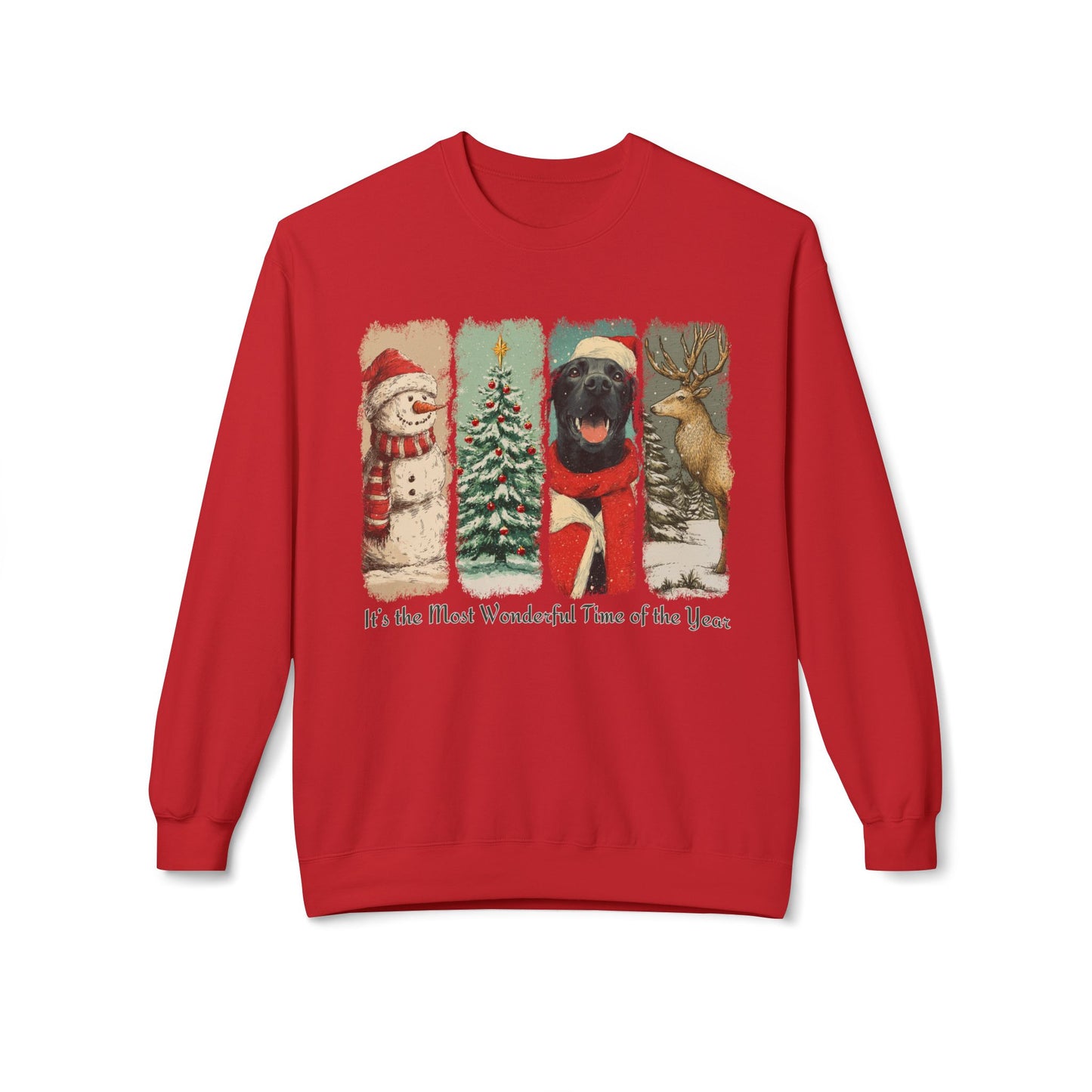 Black Labrador Santa – Vintage Brush Stroke Christmas Sweater