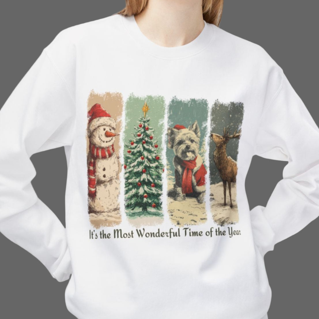 Yorkie Santa – Vintage Brush Stroke Christmas Sweater