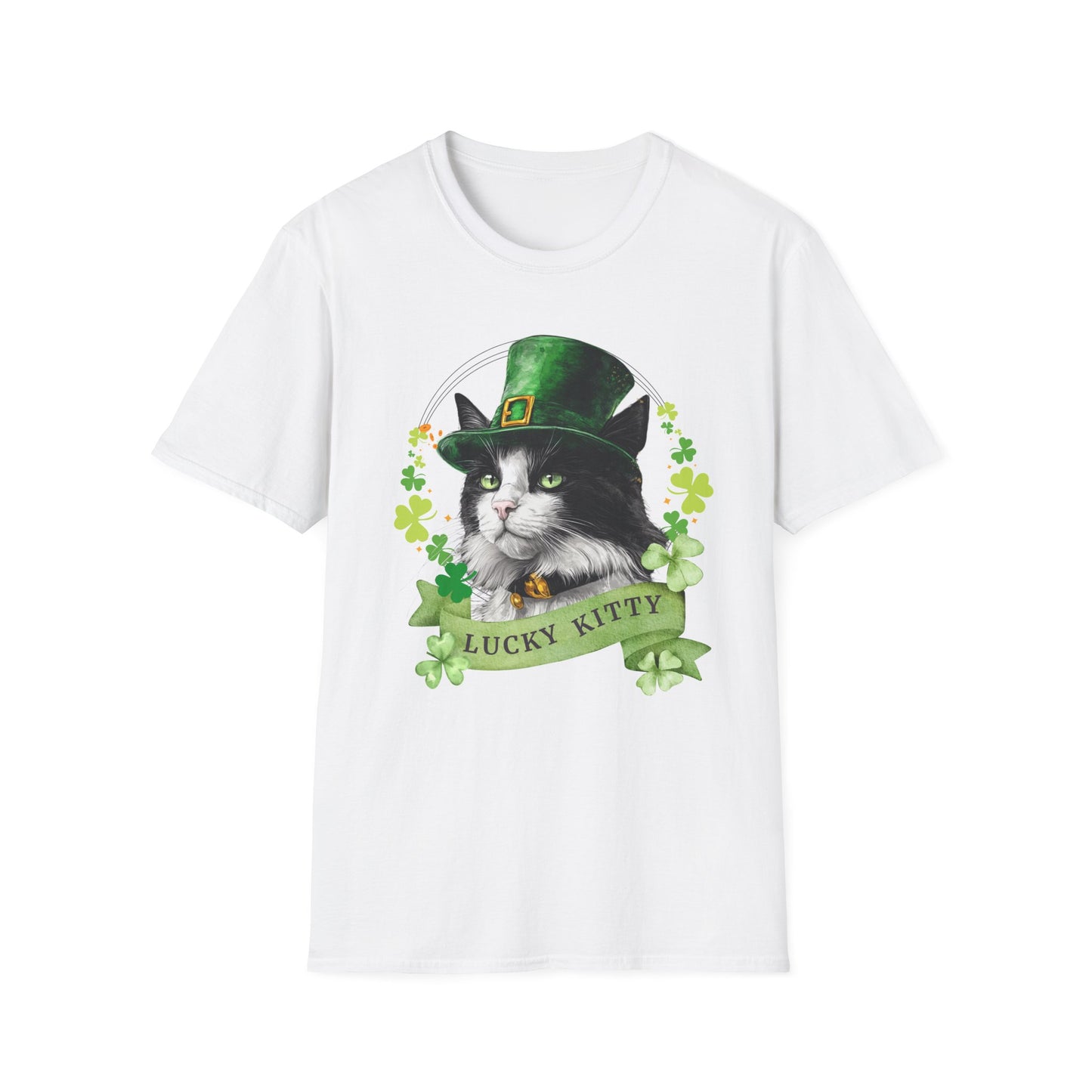 Black and White Cat - St. Patrick’s Day Cat Lover T-Shirt