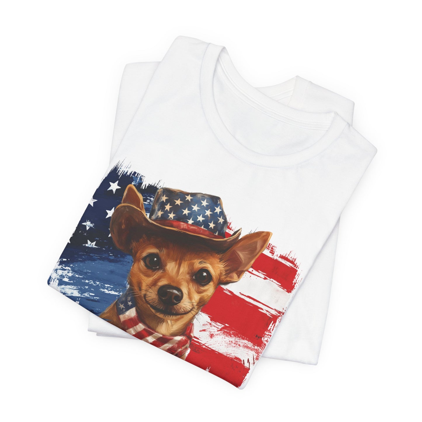 Brown Rat Terrier Patriotic T-Shirt "Born to Bark Free"