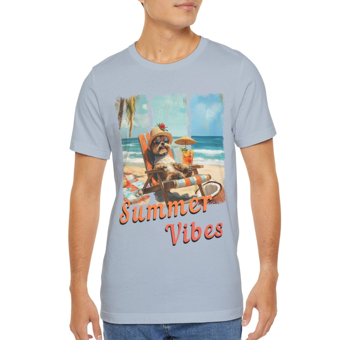 Summer Vibes – Chill Mode yorkie T-Shirt, brush strokes 3d design