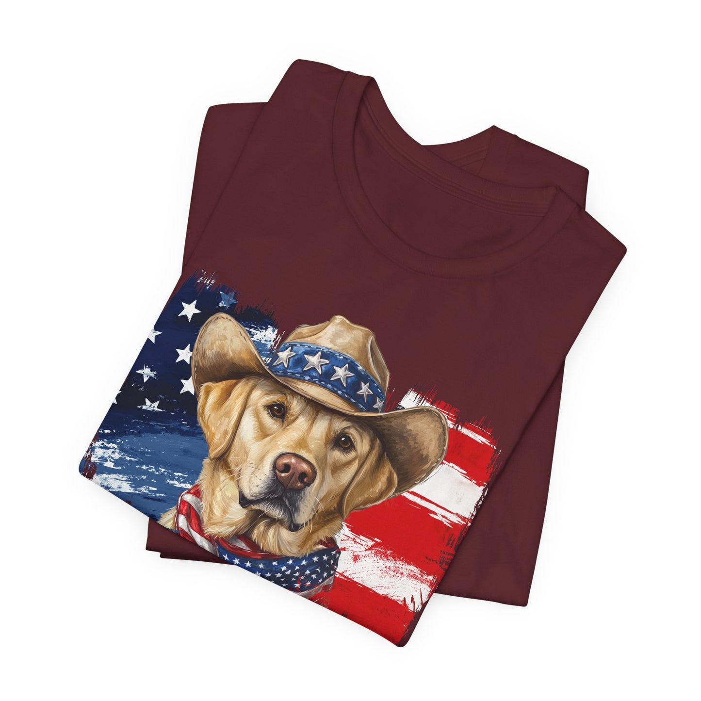 Yellow Labrador Patriotic T-Shirt "Born to Bark Free"