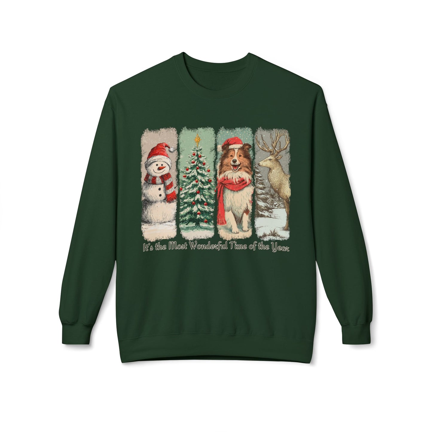 Sheltie Santa – Vintage Brush Stroke Christmas Sweater