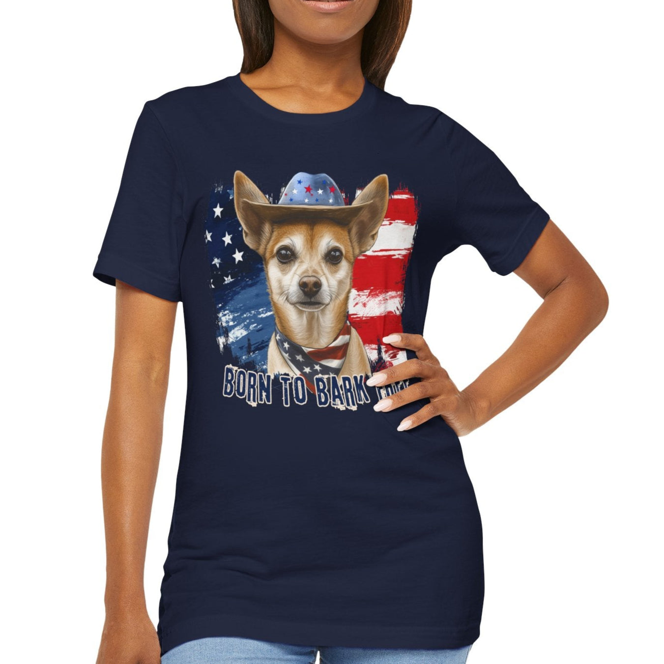 Xolo Patriotic T-Shirt "Born to Bark Free"