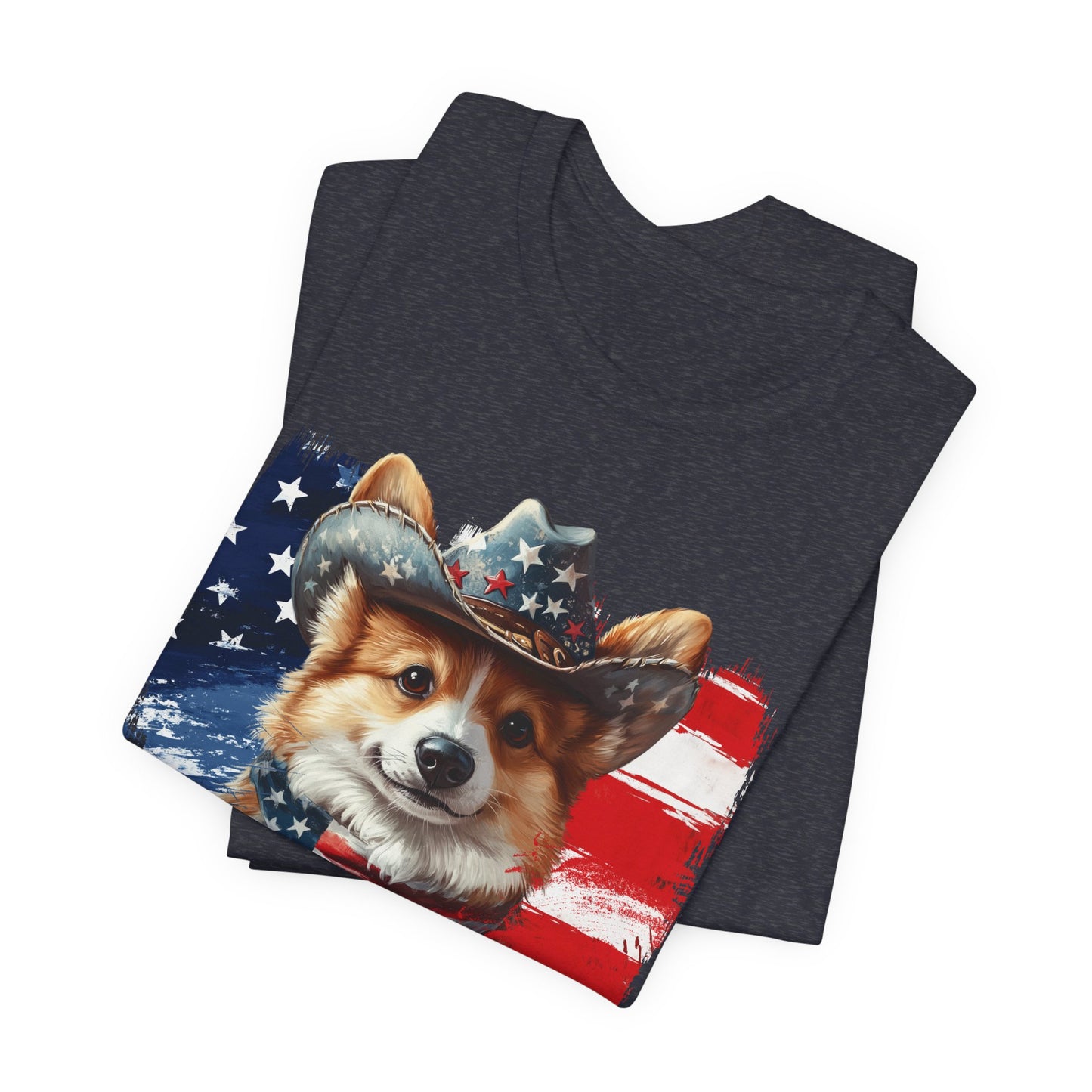 Corgi Patriotic T-Shirt "Born to Bark Free" - Dog-Themed Patriotic Design