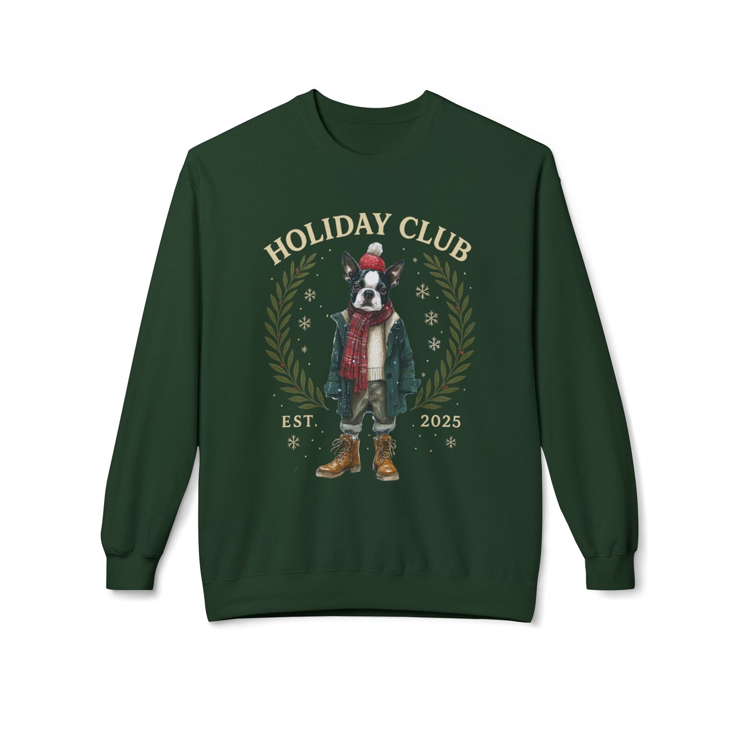 Boston Terrier Holiday Club Christmas Sweater