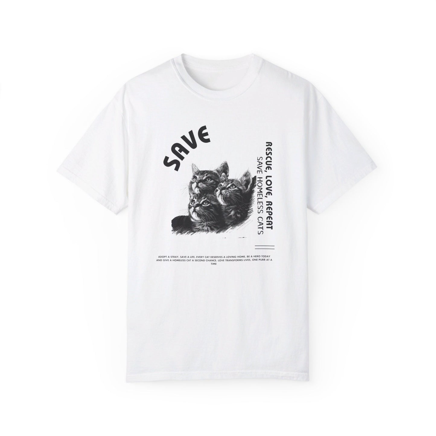 "Save Homeless Cats" Unisex Garment-Dyed T-shirt