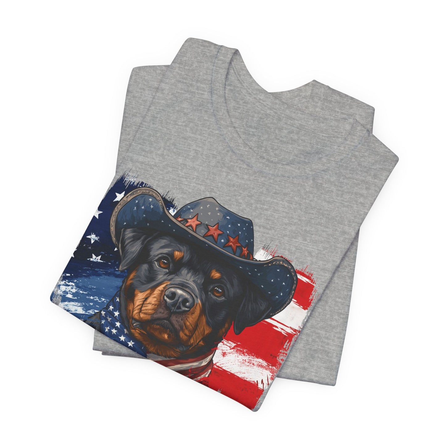 Rottweiler Patriotic T-Shirt "Born to Bark Free" - Dog-Themed Patriotic Design