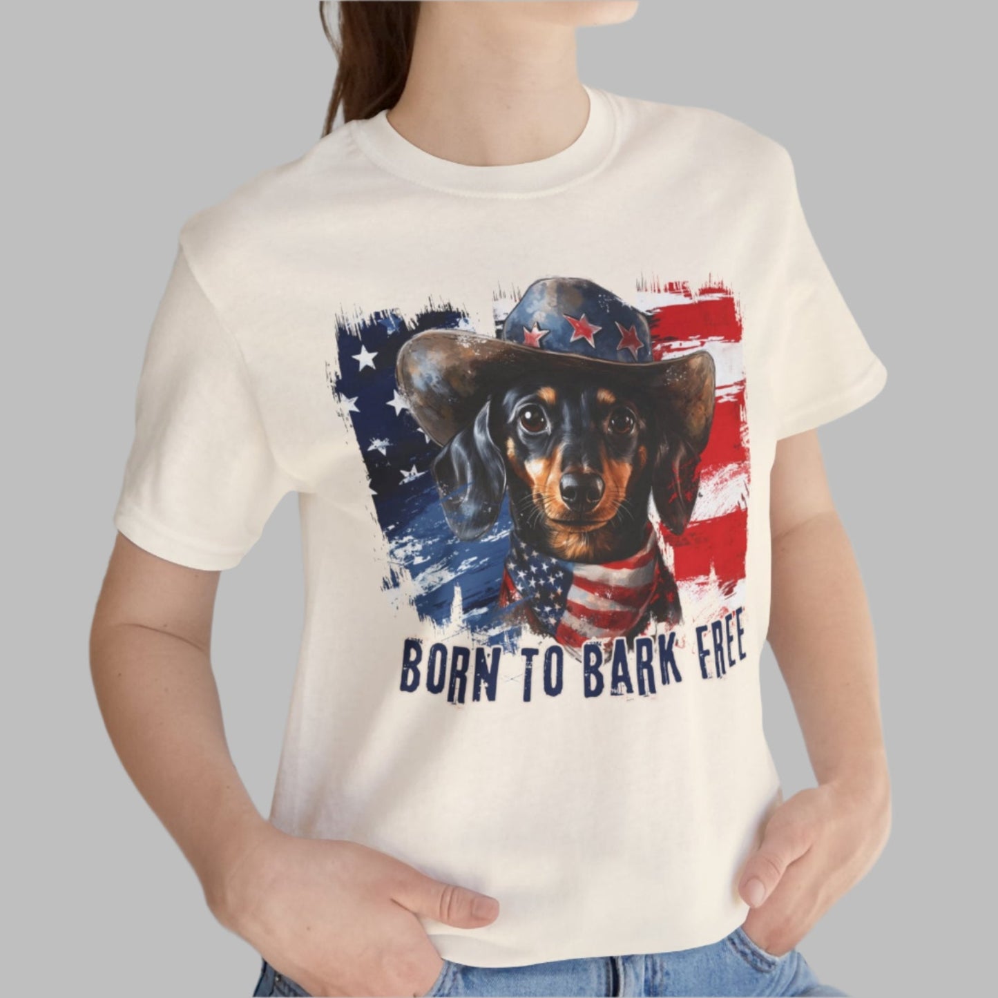 born to bark free dachshund patriotic t-shirt, 4th of july, independance day dog lover t-shirt