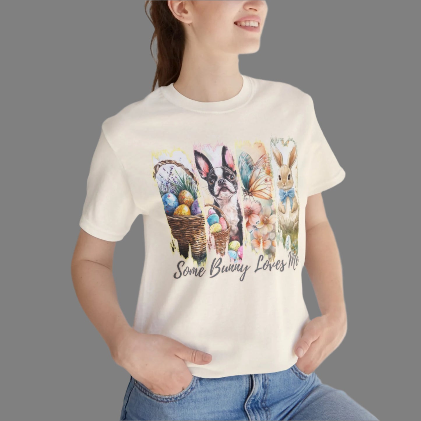 Boston Terrier Easter T-Shirt – "Some Bunny Loves Me"