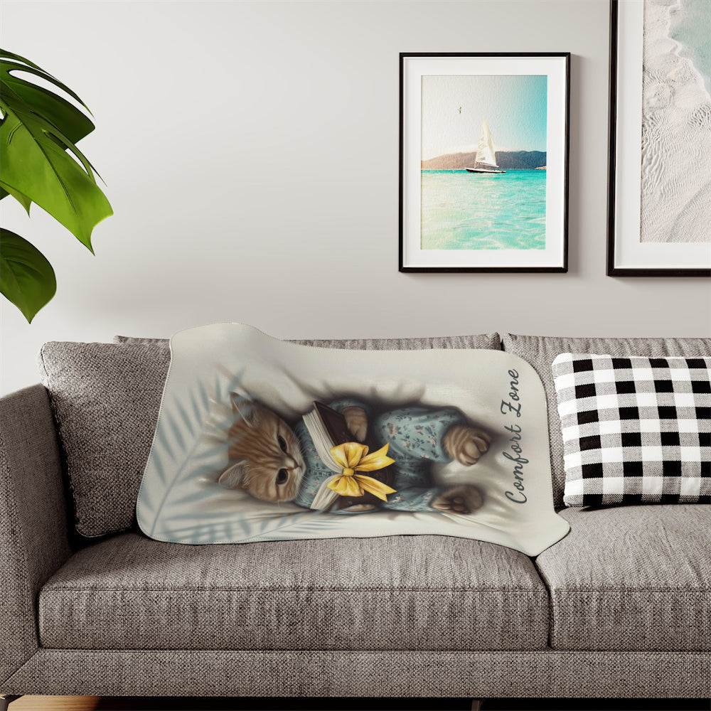 Comfort Zone – Ginger Cat Blanket | Personalized Sherpa Fleece Throw for Cat Lovers & Moms