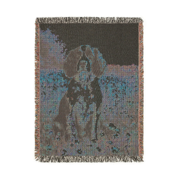 english springer spaniel in the meadow throw woven blanket, gift for dog lovers, back side