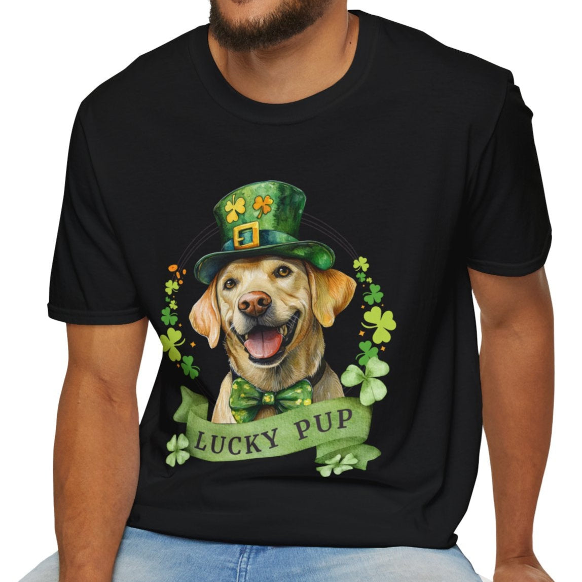 labrador retriever yellow st. patrcik's day shirt