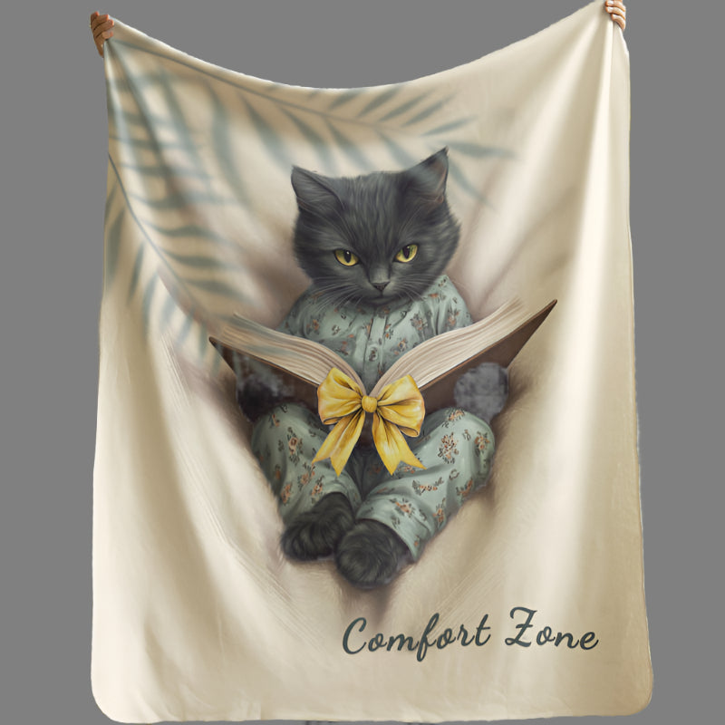 Comfort Zone – Black Cat Blanket | Personalized Sherpa Fleece Throw for Cat Lovers & Moms