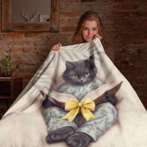 Comfort Zone – Black Cat Blanket | Personalized Sherpa Fleece Throw for Cat Lovers & Moms