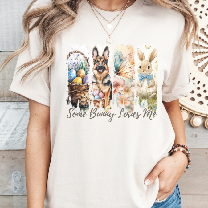 German Shepherd Easter T-Shirt – "Some Bunny Loves Me"