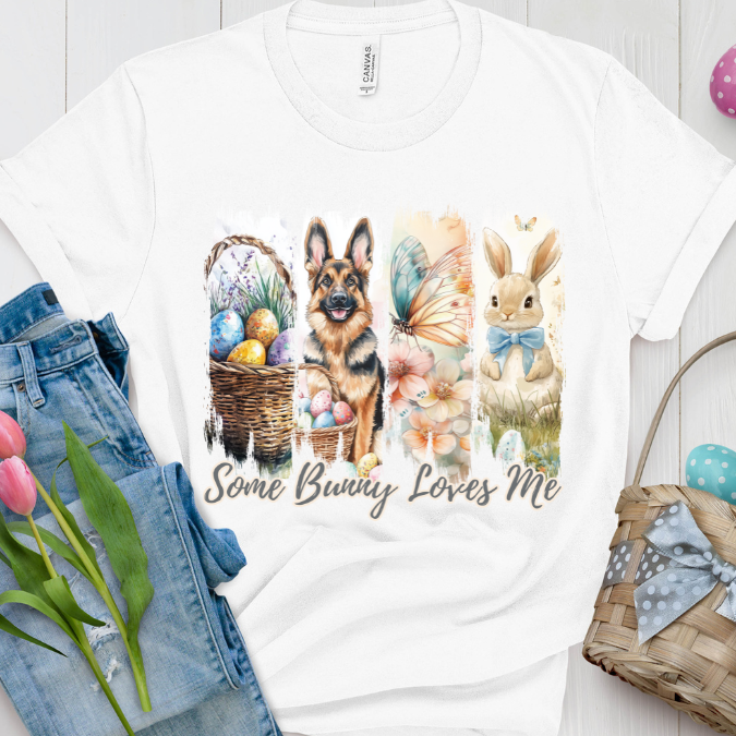 German Shepherd Easter T-Shirt – "Some Bunny Loves Me"