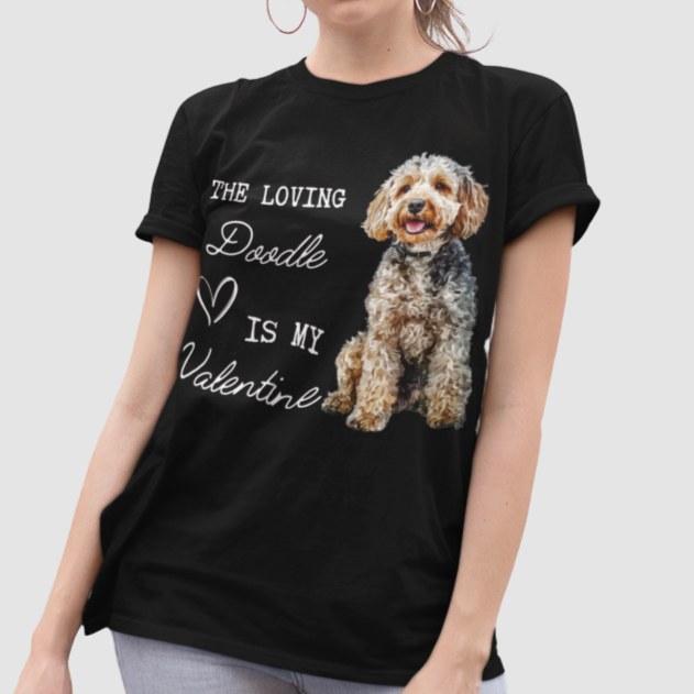 labradoodle valentine shirt black