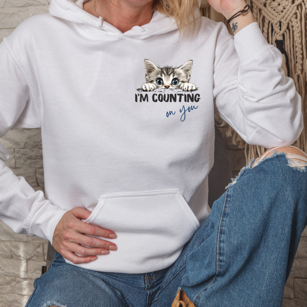 "I'm Counting on You" Kitten Hoodie – A Cozy Choice for Cat Lovers