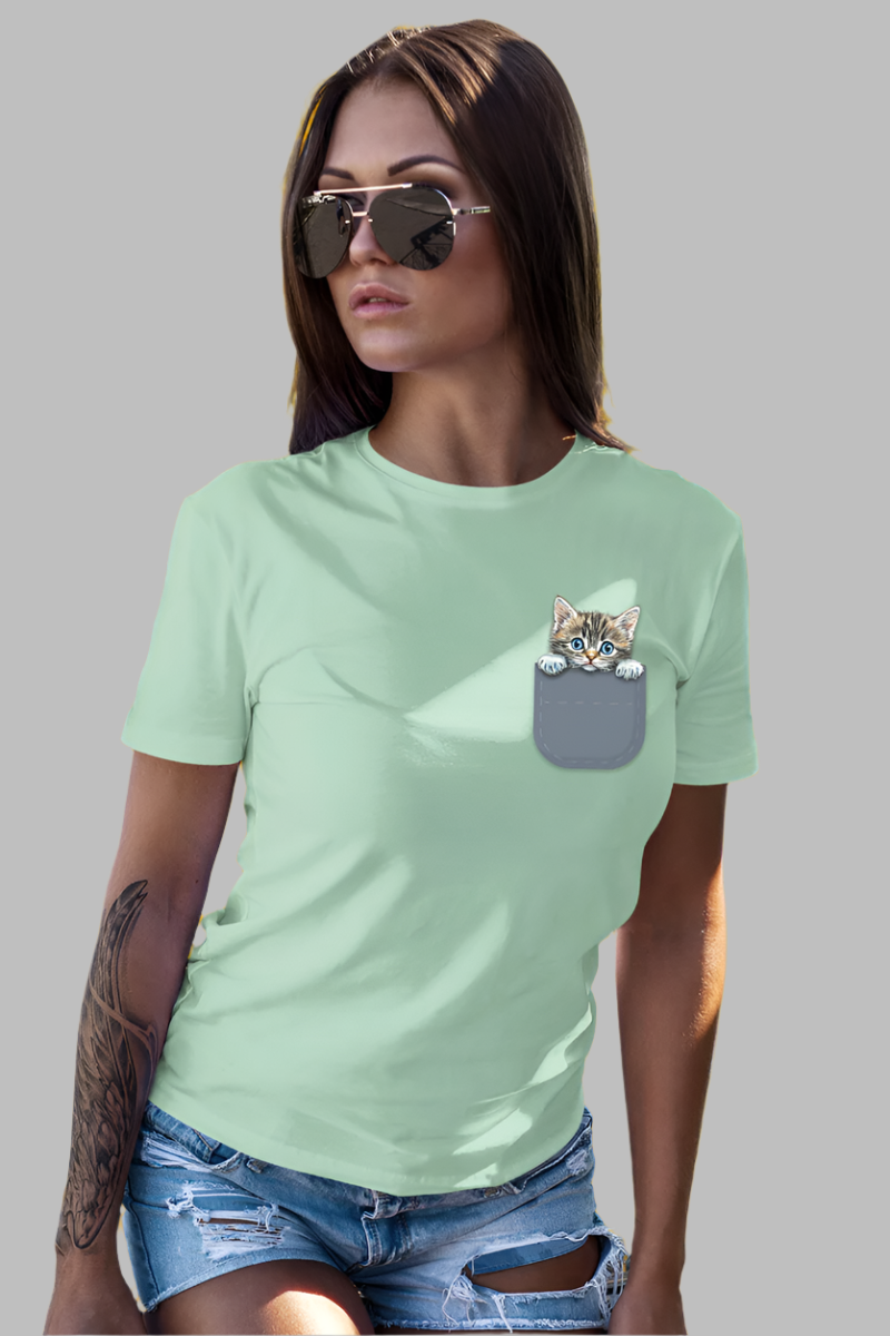 Peek-A-Boo Kitten Pocket - Unisex Softstyle T-Shirt
