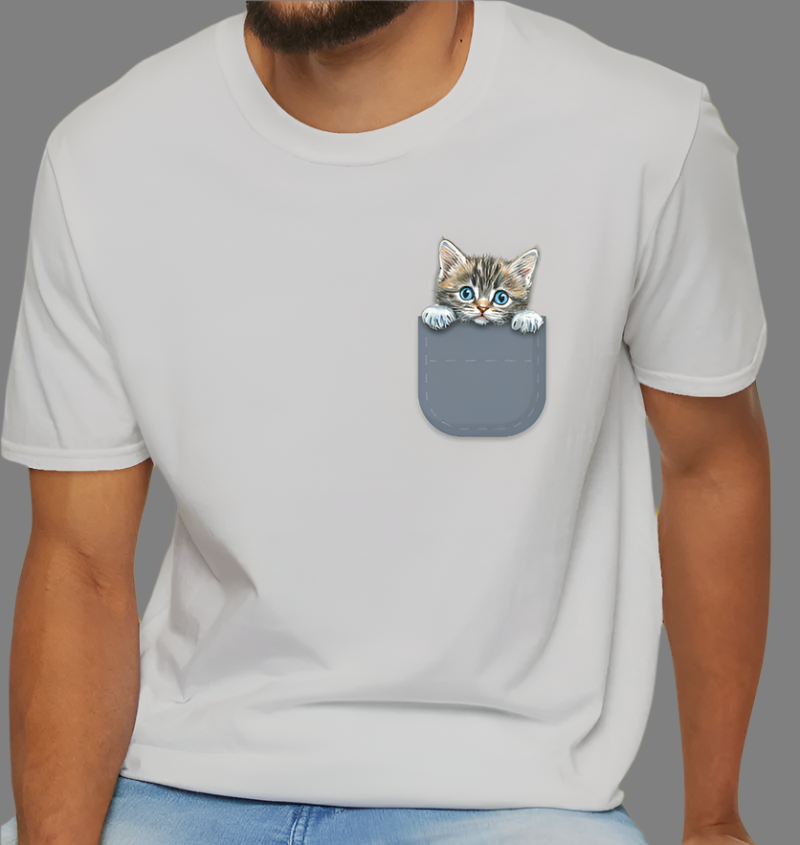Kitten Pocket tee Mockup Men