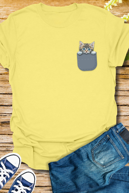 Peek-a-boo kitten pocket tee cornilk
