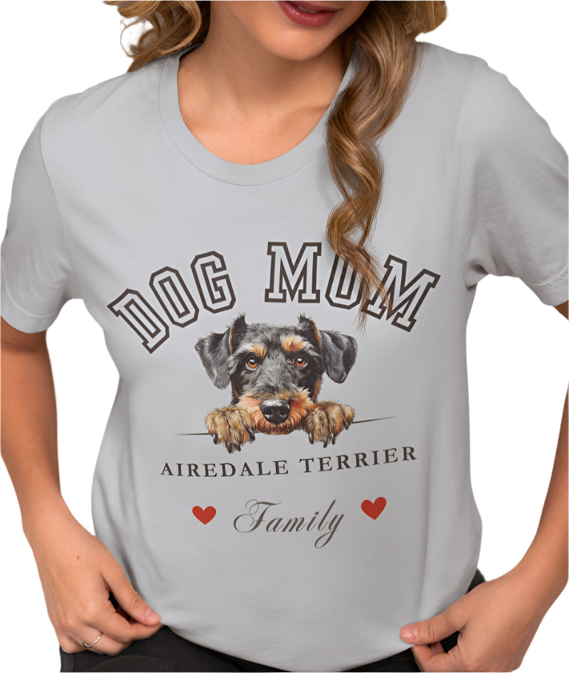 Airedale Terrier Mom Family T-Shirt - Mother’s Day Gift for Dog Lovers