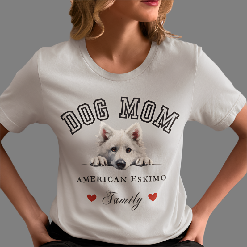 American Eskimo Dog Mom Family T-Shirt - Mother’s Day Gift for Dog Lovers
