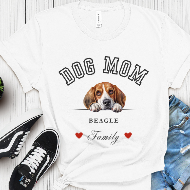 Beagle Dog Mom Family T-Shirt - Mother’s Day Gift for Dog Lovers