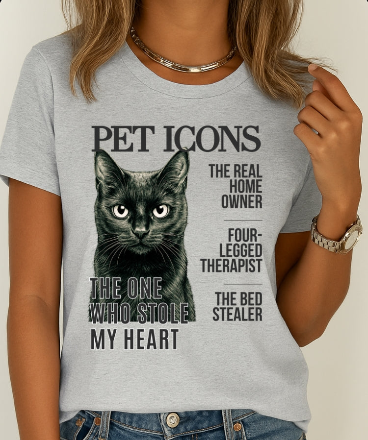 Pet Icons T-shirt - Black Cat Edition