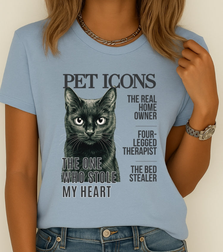 Pet Icons T-shirt - Black Cat Edition