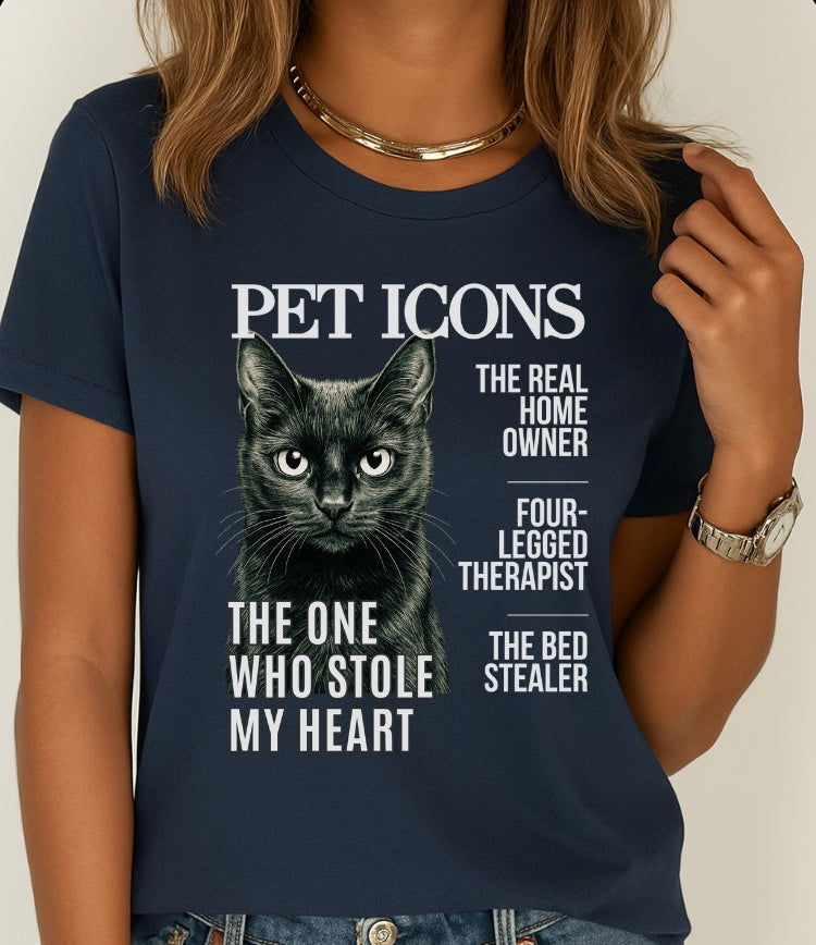 Pet Icons T-shirt - Black Cat Edition