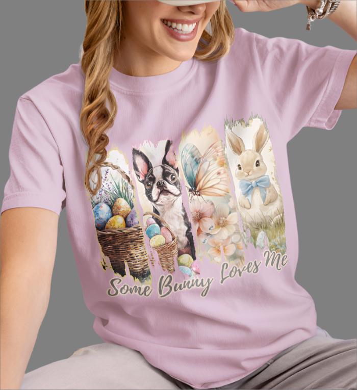 Boston Terrier Easter T-Shirt – "Some Bunny Loves Me"