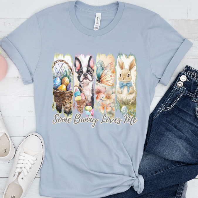 Boston Terrier Easter T-Shirt – "Some Bunny Loves Me"