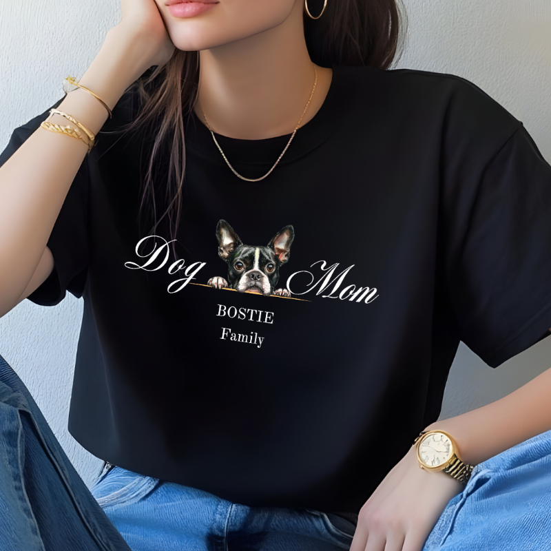 boston terrier tshirt black