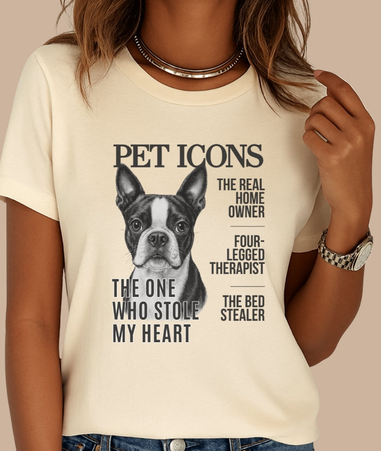 Pet Icons T-shirt - Boston Terrier Edition