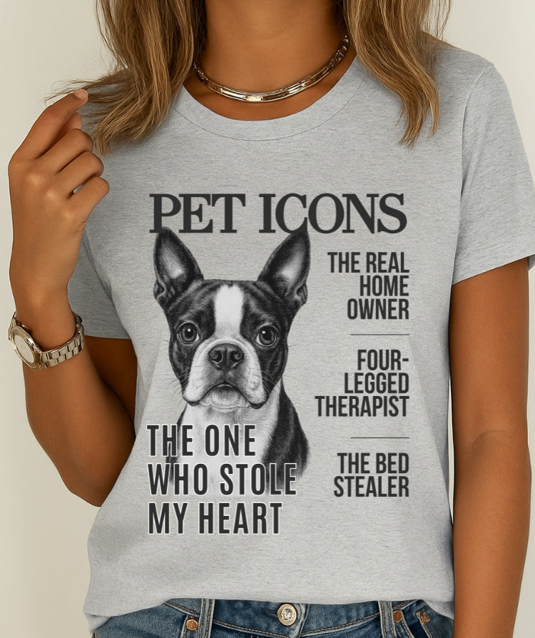 Pet Icons T-shirt - Boston Terrier Edition