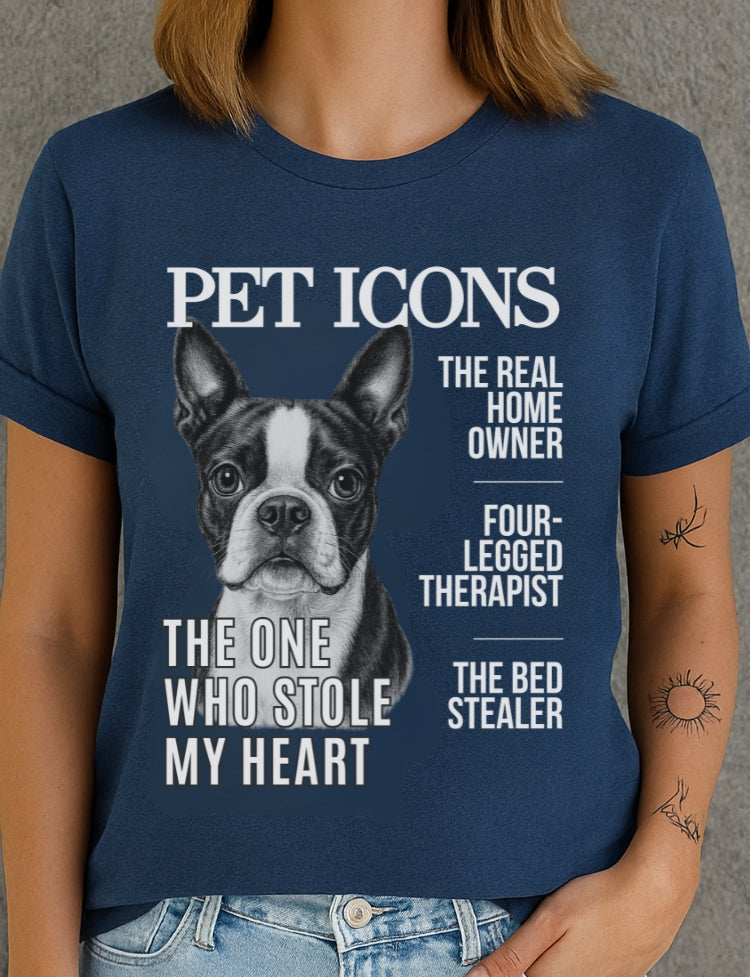 Pet Icons T-shirt - Boston Terrier Edition