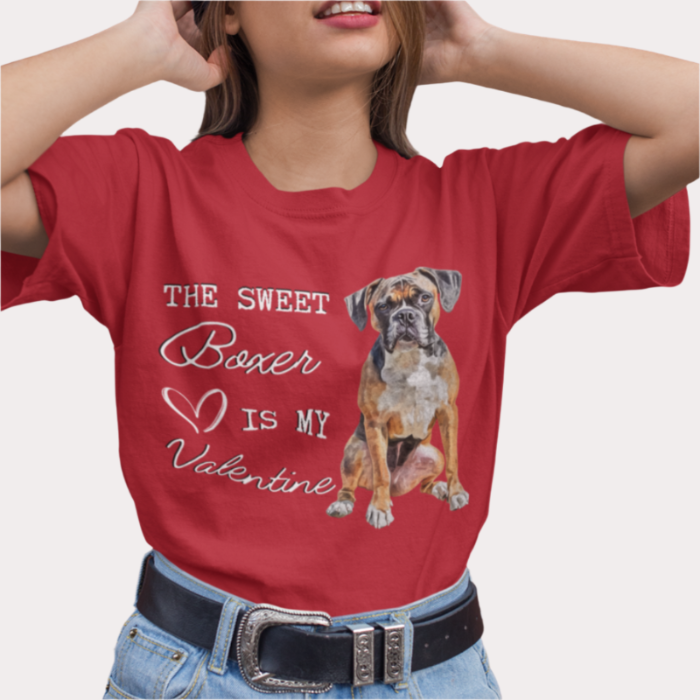 boxer valentine shirt red