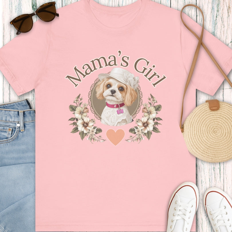 cavapoo vintage shabby chic t-shirt pink