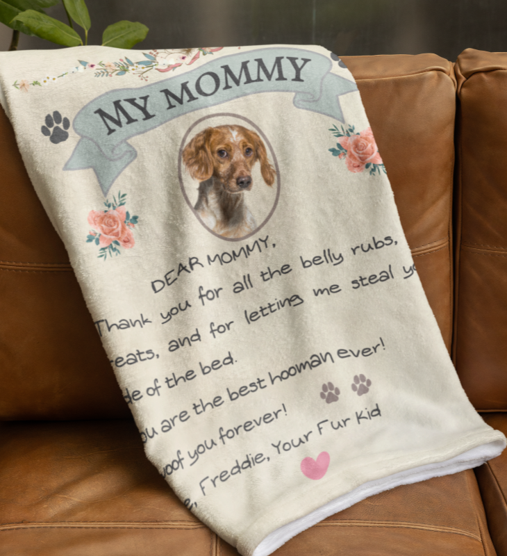 Personalized Dog Mom Blanket – Letter From Your Dog with Photo &Name - Shepra Fleece Blanket