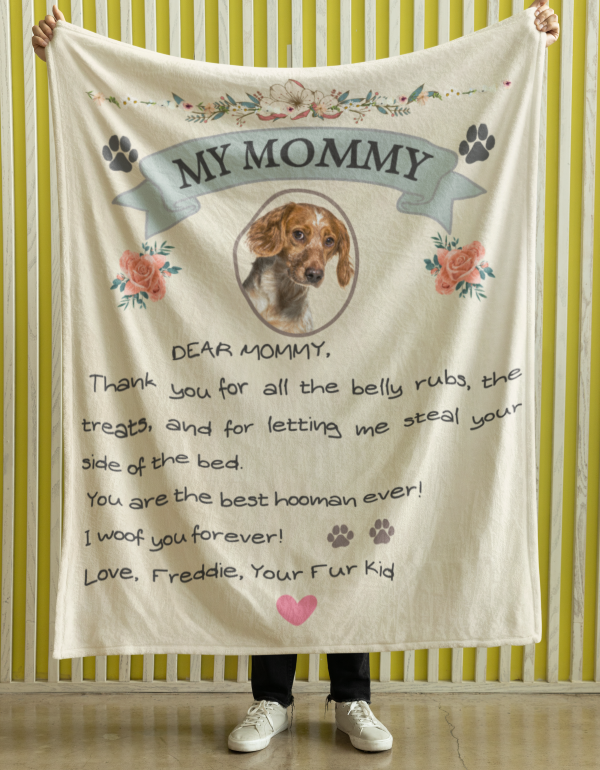 Personalized Dog Mom Blanket – Letter From Your Dog with Photo &Name - Shepra Fleece Blanket