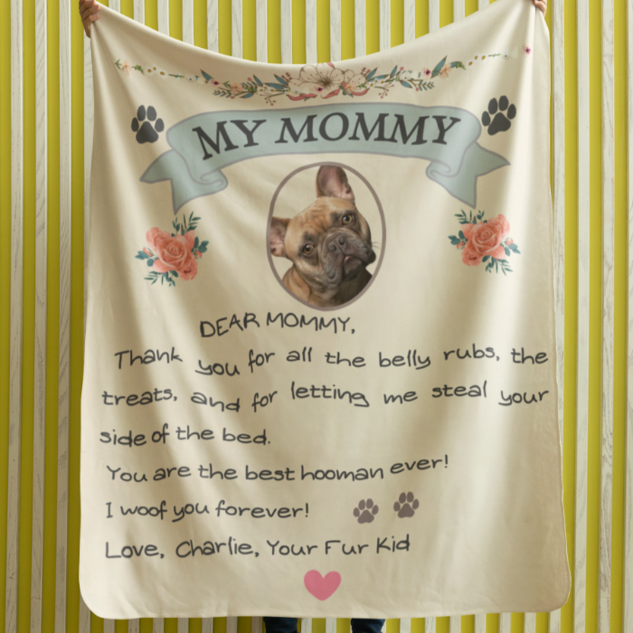 Personalized Dog Mom Blanket – Letter From Your Dog with Photo &Name - Shepra Fleece Blanket