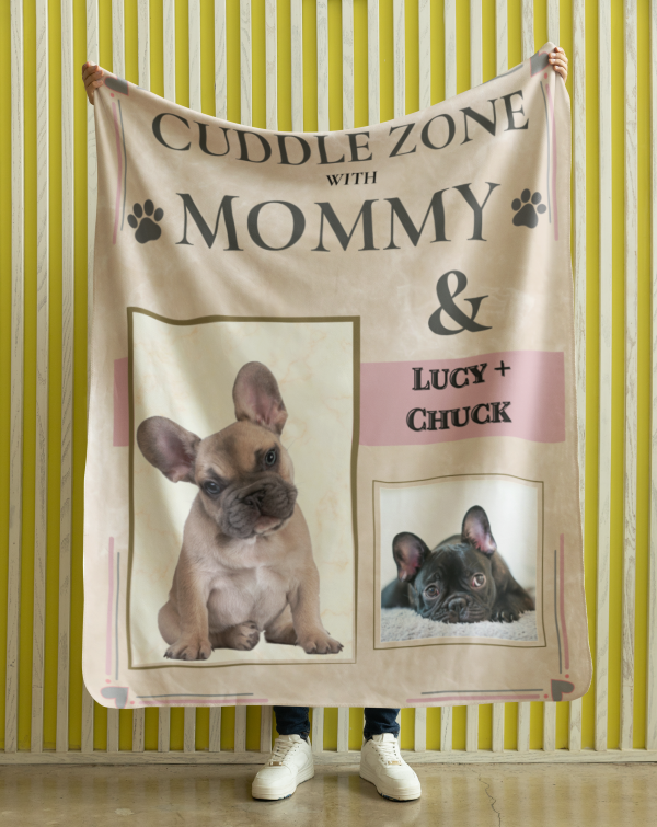 customized Shpera fleece dog mom gift blanket frenchie