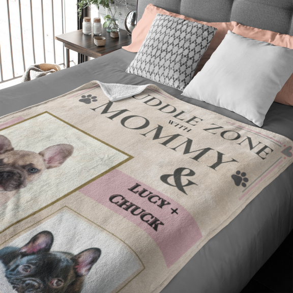 Personalized Dog Mom Blanket – " Cuddle Zone" - Shepra Fleece Blanket