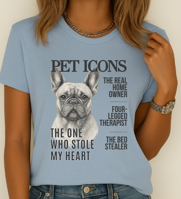 Pet Icons T-shirt - Frenchie Edition