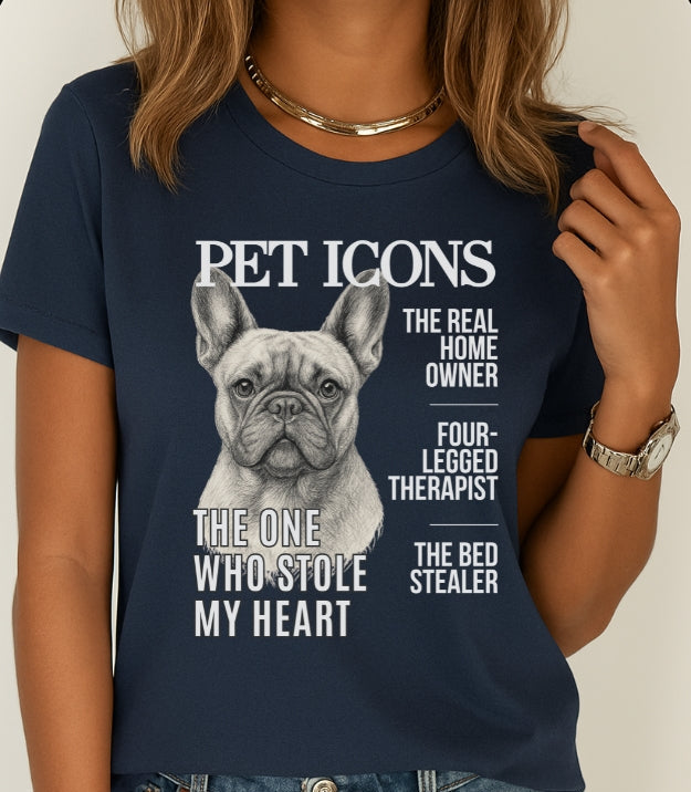Pet Icons T-shirt - Frenchie Edition