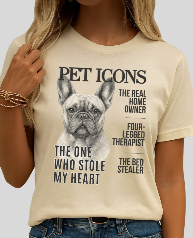 Pet Icons T-shirt - Frenchie Edition