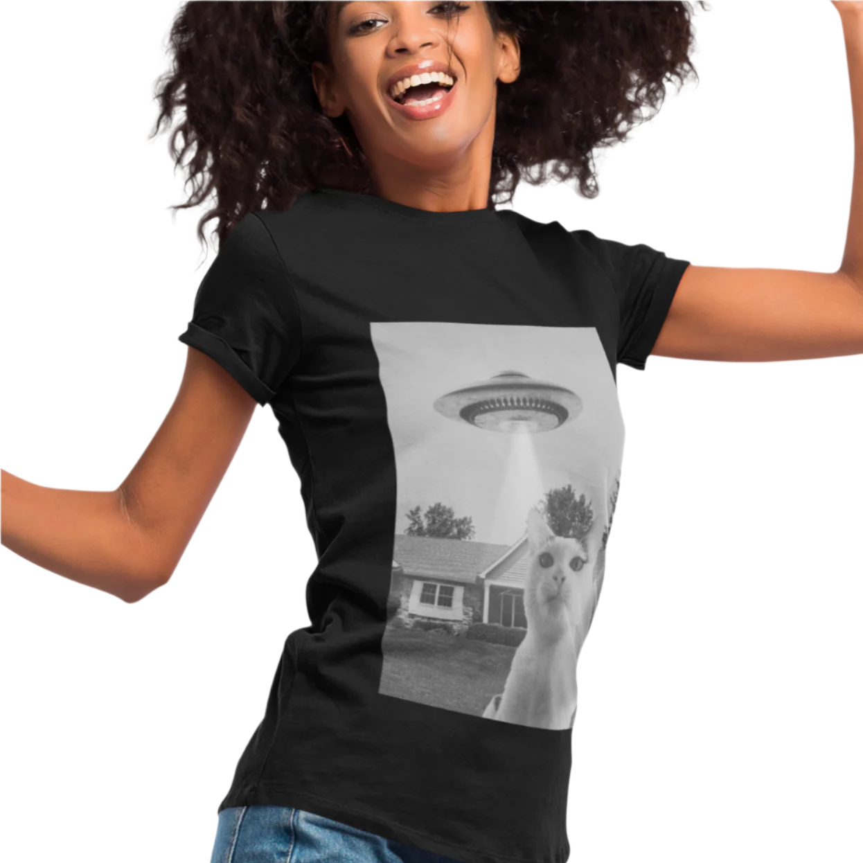 Funny Cat Alien Selfie T-Shirt