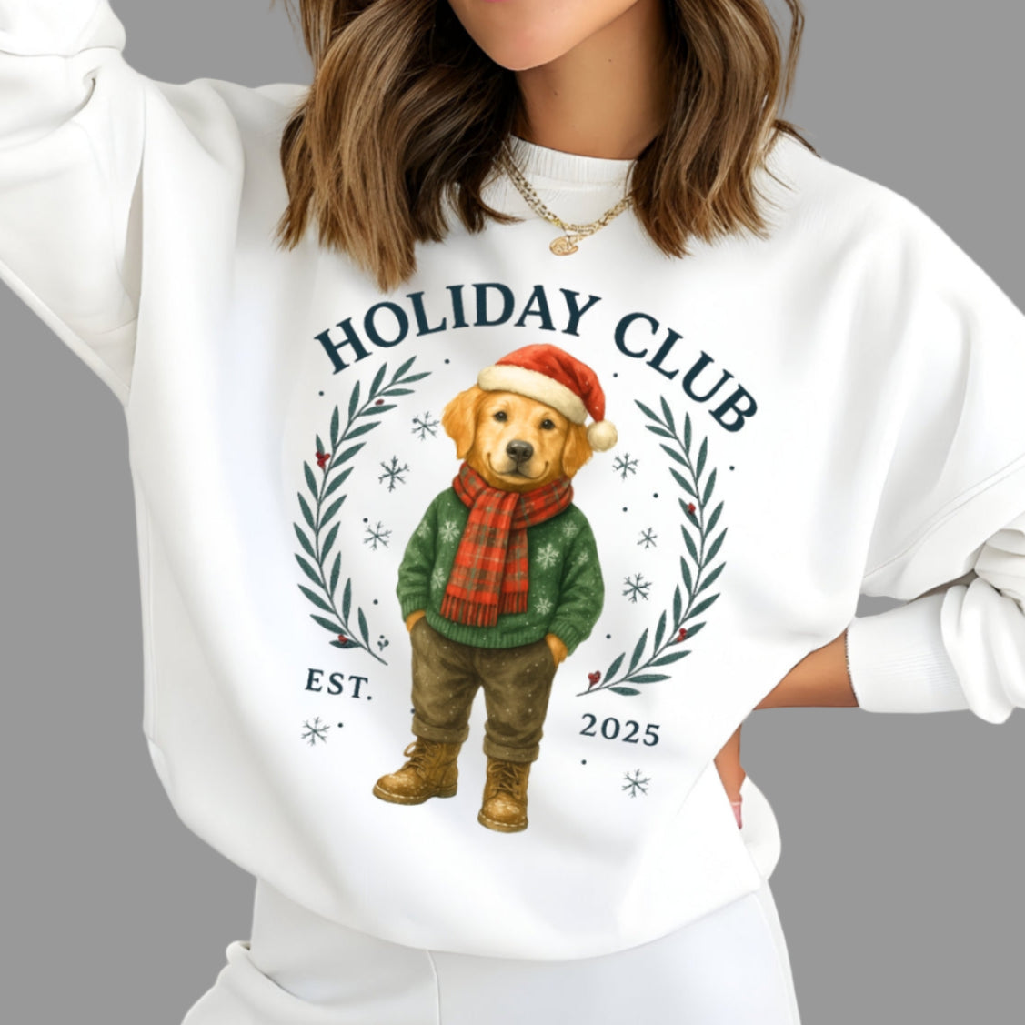 Golden Retriever Holiday Club Christmas Sweater